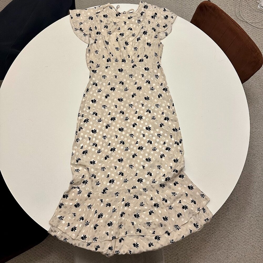 River Island Studio Cream Polka Dot Floral Feminine Maxi Dress Open Back 6